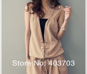 2013 Korean Style New fashion Women Double Buttons Rompers Women Ladyies Dress Lady Dresses Skirt for Summer Time