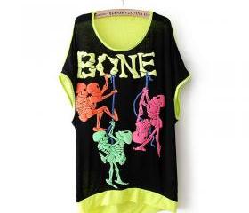 new fluorescent Skull short-sleeved T-shirt