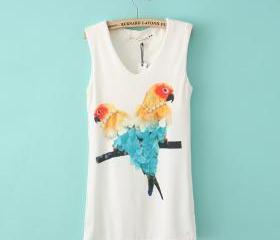 bird designer diamond pattern vest long sections t-shirt
