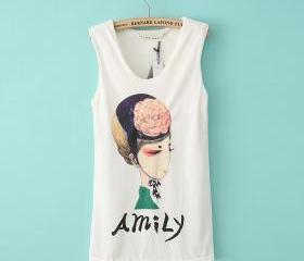 beautiful girl designer diamond pattern vest long sections t-shirt
