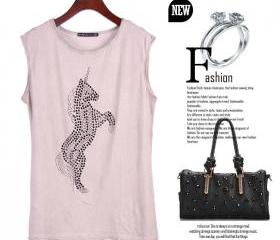 hot drilling Unicorn Simple retro ladies T-shirt womens clothing
