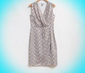 Printed V-neck sleeveless vest dress