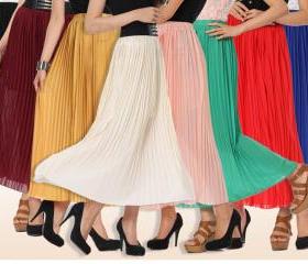 bohemian skirts chiffon pleated skirt