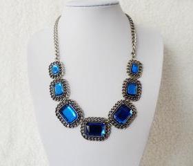 Jewelry Retro three color gemstone necklace A-171 fashion